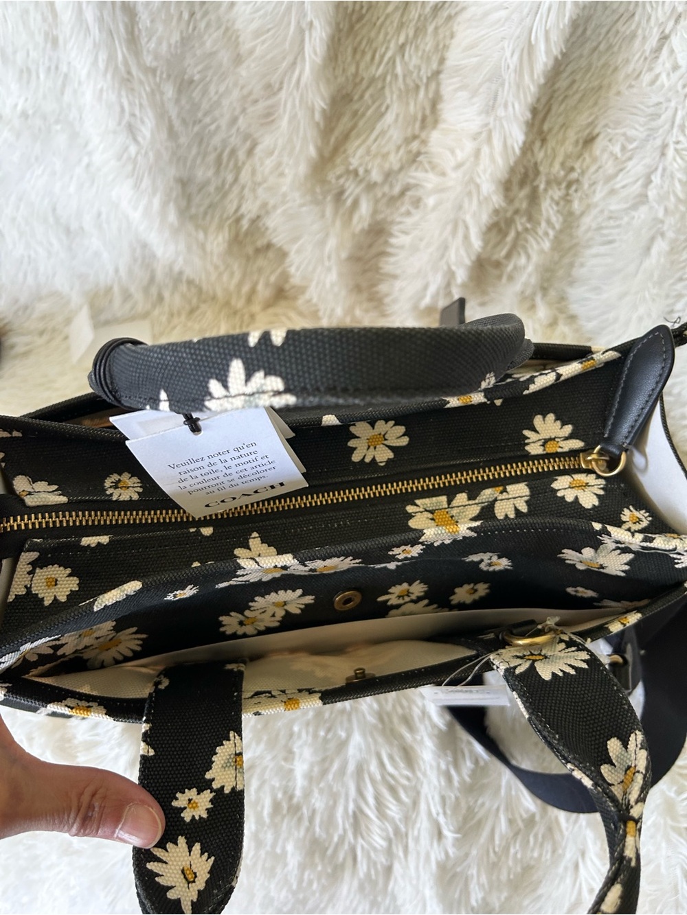Coach Black Daisy Canvas Tote - Picture 7 of 8